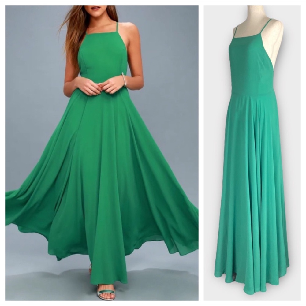Lulu's Teal Green Strappy Open-Back Maxi Dress - Picture 7 of 9